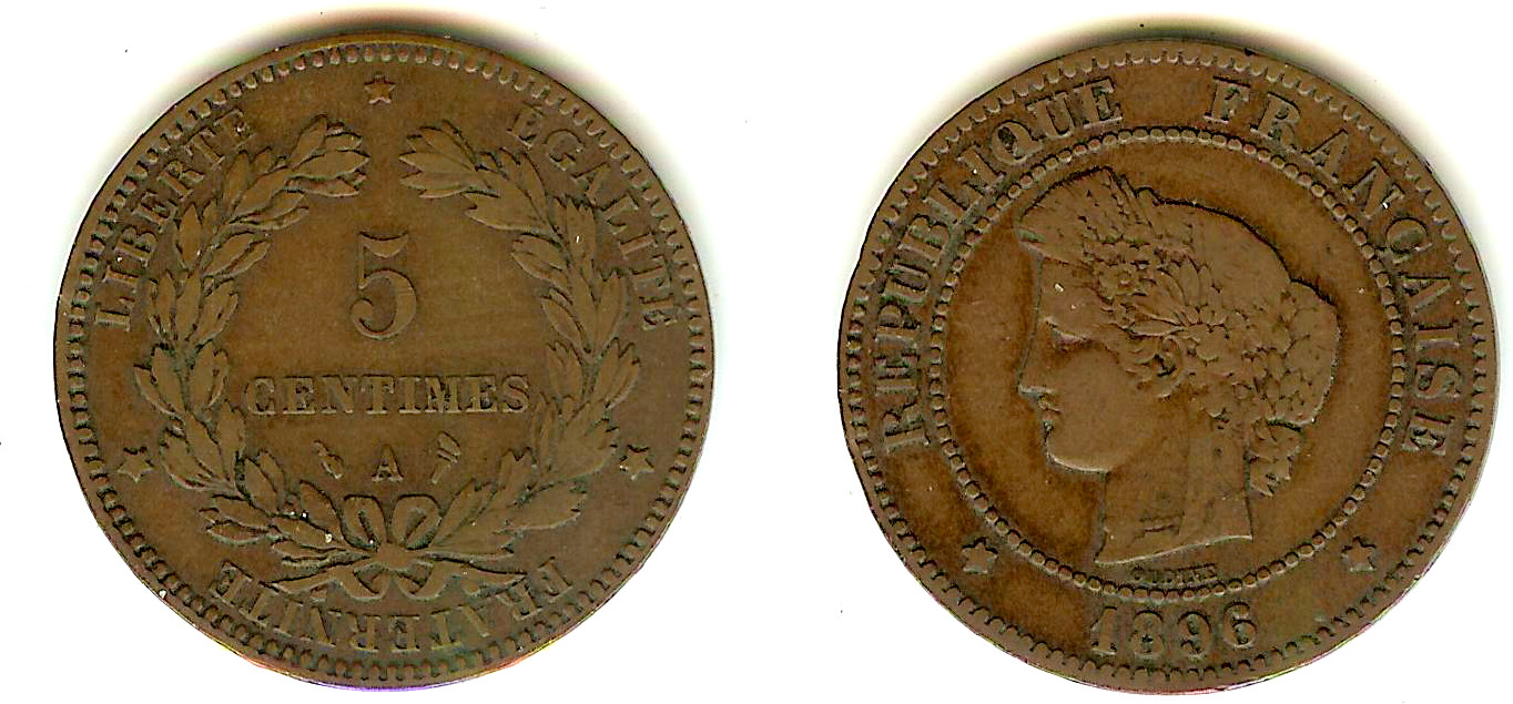 5 centimes Cérès 1896 Paris TTB-